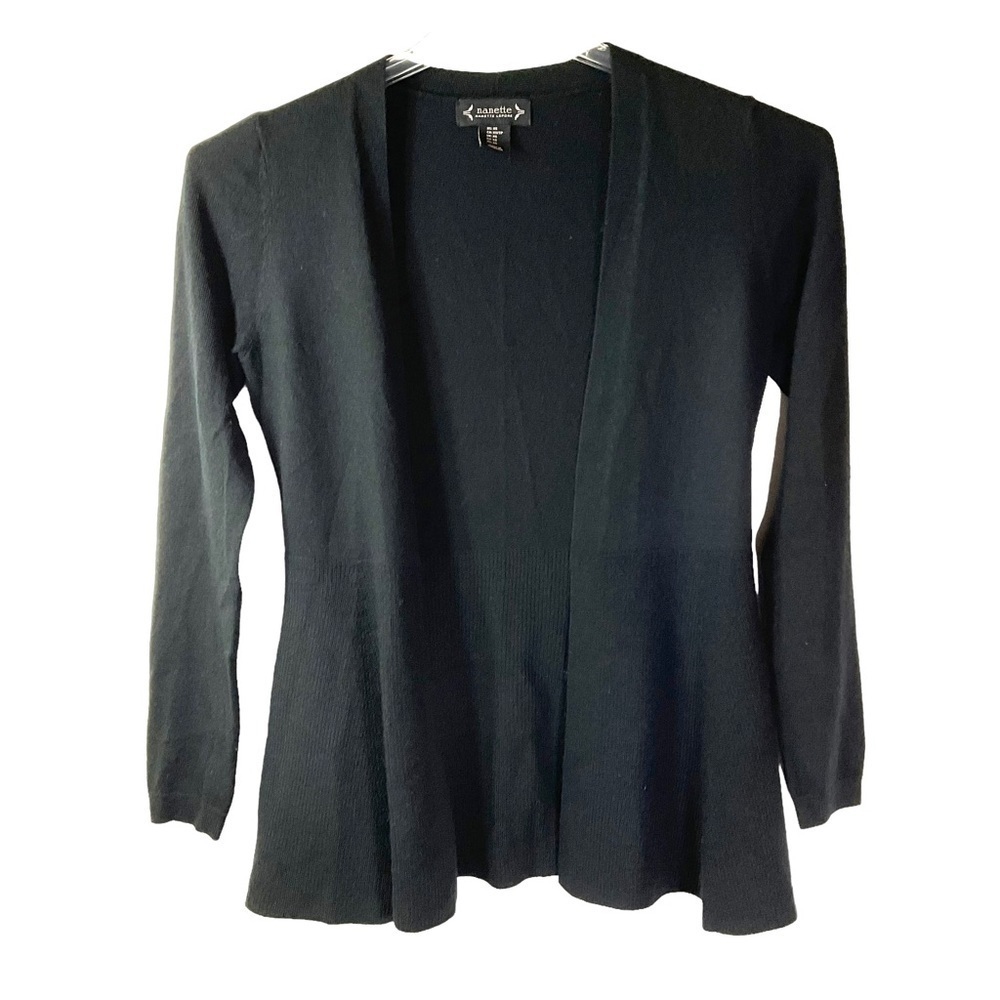 Nanette Lepore Cardigan Sweater Black Lightweight Longsleeve Size XS